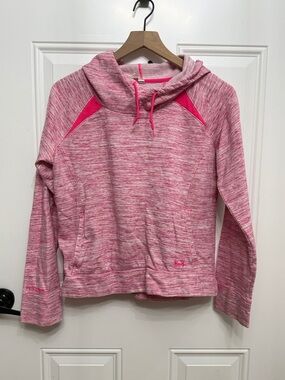 Under Armour Pink Heathered Pullover Hoodie with Funnel Neck